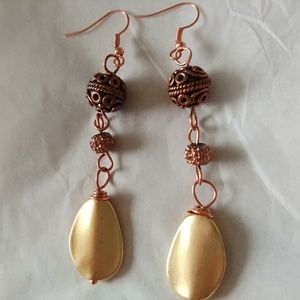 Copper & gold wire wrapped earrings